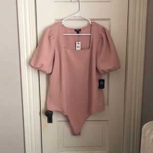 Express pink puff sleeve bodysuit